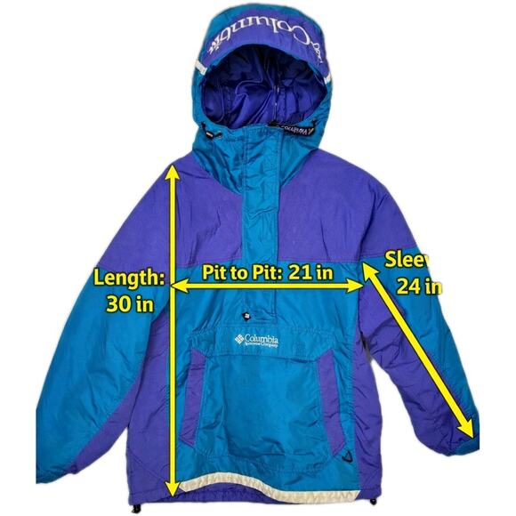 Vintage Columbia Blue Purple Colorblock Jacket Size M - Picture 4 of 10